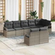 vidaXL Trädgårdsoffset 8 pcs Grå Poly rattan
