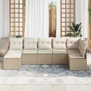 vidaXL Trädgårdsoffset 7 pcs Beige Poly rattan