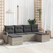 vidaXL Trädgårdsoffset 6 pcs Ljusgrå Poly rattan