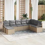 vidaXL Trädgårdsoffset 8 pcs Beige Poly rattan