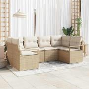 vidaXL Trädgårdsoffset 6 pcs Beige Poly rattan