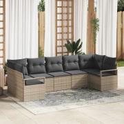 vidaXL Trädgårdsoffset 7 pcs Grå Poly rattan