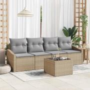vidaXL Trädgårdsoffset 5 pcs Beige och Ljusgrå 55 x 55 x 37 cm