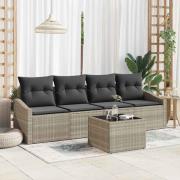 vidaXL Trädgårdsoffset med kudde 5 pcs Ljusgrå 55 x 55 x 37 cm