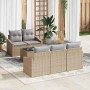 vidaXL Trädgårdsoffset med kudde 6 pcs Beige, ljusgrå 55 x 55 x 37 cm
