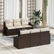 vidaXL Trädgårdsoffset 7 pcs Brun, krämfärgad 55 x 55 x 37 cm