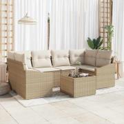 vidaXL Trädgårdsoffset med kudde 7 pcs Beige, Kräm 55 x 55 x 37 cm