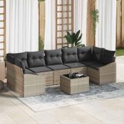 vidaXL Trädgårdsoffset med kudde 8 pcs Ljusgrå 55 x 55 x 37 cm