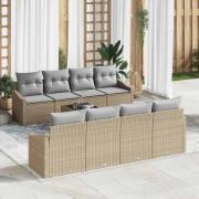 vidaXL Trädgårdsoffset med kudde 9 pcs Beige, ljusgrå 55 x 55 x 37 cm