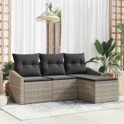 vidaXL Trädgårdsoffset 4 pcs Ljusgrå Poly rattan