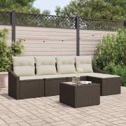 vidaXL Trädgårdsoffset 6 pcs Brun Poly rattan