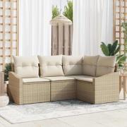 vidaXL Trädgårdsoffset 4 pcs Beige Poly rattan