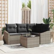vidaXL Trädgårdsoffset 5 pcs Grå Poly rattan