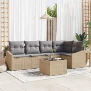 vidaXL Trädgårdsoffset 6 pcs Beige Poly rattan