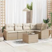 vidaXL Soffset med kudde 6 pcs Beige konstrotting