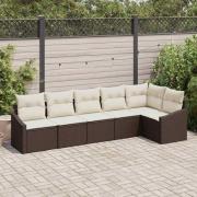vidaXL Trädgårdsoffset 6 pcs Brun Poly rattan