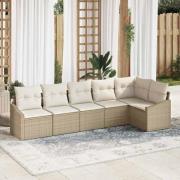vidaXL Soffset med kudde 6 pcs Beige konstrotting