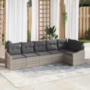vidaXL Trädgårdsoffset 6 pcs Ljusgrå Poly rattan