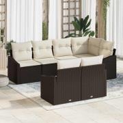 vidaXL Trädgårdsoffset 7 pcs Brun Poly rattan