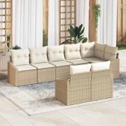 vidaXL Trädgårdsoffset 8 pcs Beige Poly rattan