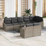 vidaXL Trädgårdsoffset 9 pcs Grå Poly rattan