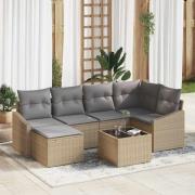 vidaXL Trädgårdsoffset 7 pcs Beige Poly rattan