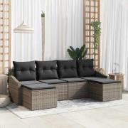 vidaXL Trädgårdsoffset 6 pcs Grå Poly rattan