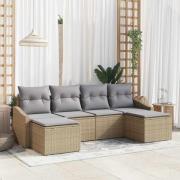 vidaXL Trädgårdsoffset 6 pcs Beige Poly rattan