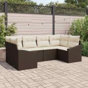 vidaXL Trädgårdsoffset 6 pcs Brun Poly rattan