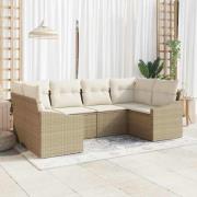 vidaXL Trädgårdsoffset 6 pcs Beige Poly rattan