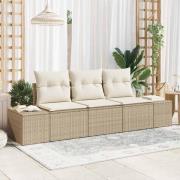 vidaXL Trädgårdsoffset 3 pcs Beige Poly rattan