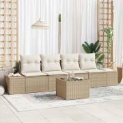 vidaXL Trädgårdsoffset med kudde 5 pcs Beige, Kräm 55 x 55 x 37 cm
