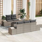 vidaXL Trädgårdsoffset 6 pcs Grå Poly rattan