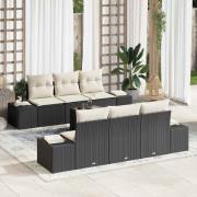 vidaXL Trädgårdsoffset 7 pcs Svart Poly rattan