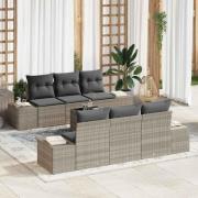 vidaXL Trädgårdsoffset 7 pcs Ljusgrå Poly rattan
