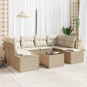 vidaXL Trädgårdsoffset 7 pcs Beige Poly rattan