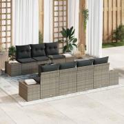 vidaXL Trädgårdsoffset 8 pcs Grå Poly rattan