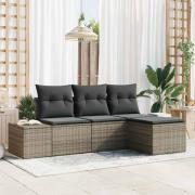 vidaXL Trädgårdsoffset 4 pcs Grå Poly rattan