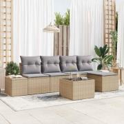 vidaXL Trädgårdsoffset 6 pcs Beige Poly rattan