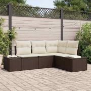 vidaXL Trädgårdsoffset 4 pcs Brun Poly rattan