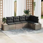 vidaXL Trädgårdsoffset 5 pcs Grå Poly rattan