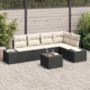 vidaXL Trädgårdsoffset 6 pcs Svart Poly rattan