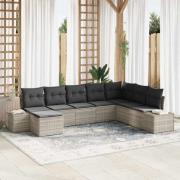 vidaXL Trädgårdsoffset med kudde 8 pcs 319 x 209 x 85 cm Poly rattan
