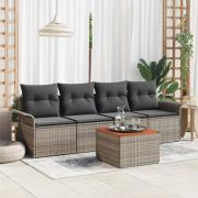 vidaXL Trädgårdsoffset 5 pcs Grå Poly rattan