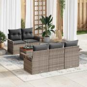 vidaXL Trädgårdsoffset 6 pcs Grå Poly rattan