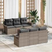 vidaXL Trädgårdsoffset 7 pcs Grå Poly rattan