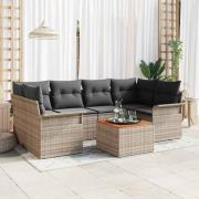 vidaXL Trädgårdsoffset 7 pcs Grå Poly rattan