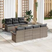 vidaXL Trädgårdsoffset 8 pcs Grå Poly rattan
