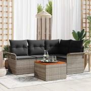 vidaXL Trädgårdsoffset 5 pcs Grå Poly rattan