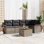 vidaXL Trädgårdsoffset 6 pcs Grå Poly rattan